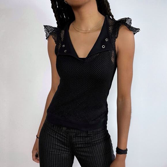 Vintage Lip Service SAMPLE 2002 Black Carlisle's Cargo Cutie Raid Y2K Goth Top - Picture 16 of 16